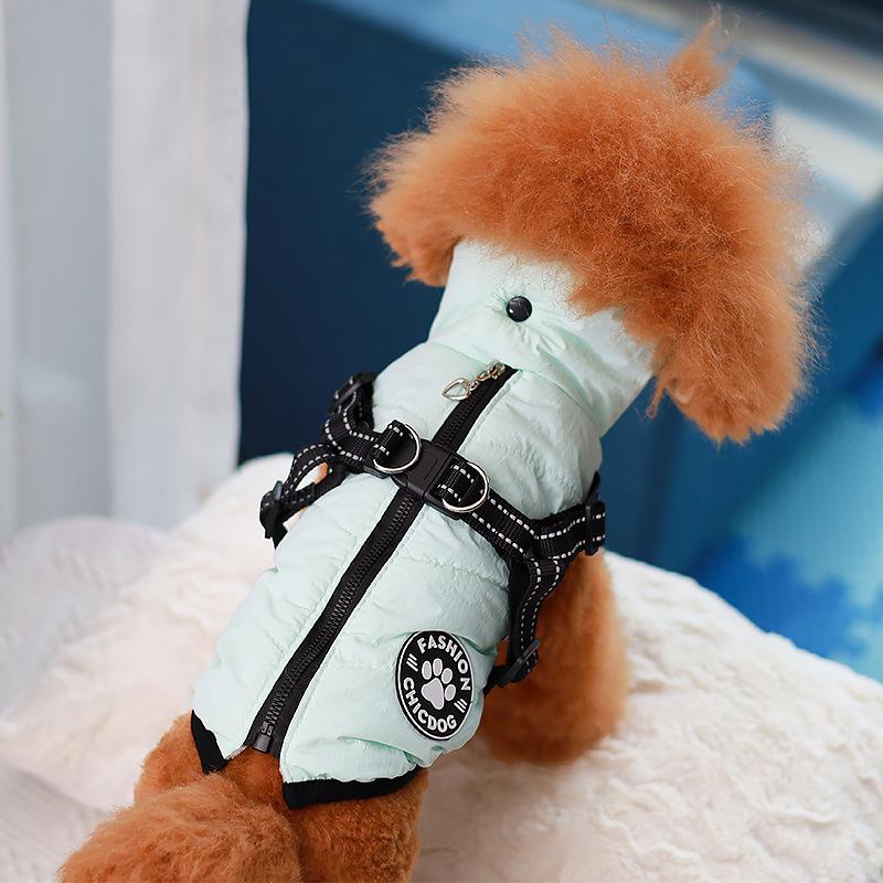 Cross-Border Traction Chest Winter Dog Coat: Thickened Cotton Puppy Vest for Snowy Days