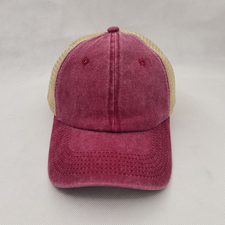 Custom Summer Solid Color Washed Cotton Mesh Hat Baseball Cap Men'S Outdoor Sun Protection Sunshade Fashion All-Match Woman Hats
