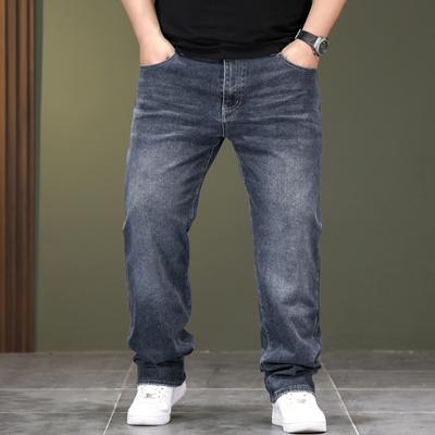 Men's Oversized Jeans Black Gray Light Business Straight Leg Pants