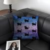 Black Cat Cushion Cover Natural Linen Organic Fabric Double-Sided Printing Sofa Home Decor Gift Pillow Case