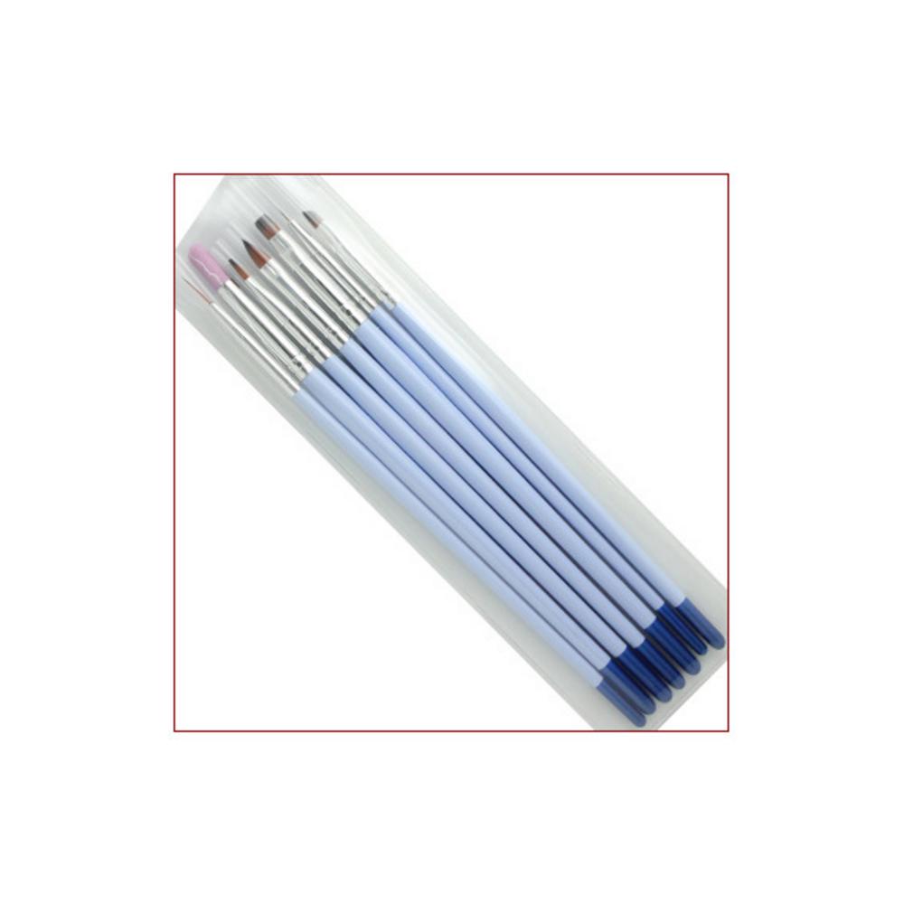7Pcs Nail Brush Set Pink Handle Liner UV Gel Acrylic Painting Cuticle Remove Nail Painting Tool
