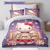 Hello Kitty Cute Pattern Bedding,Quilt Set Quilt Cover Pillowcase Home Birthday Gift(1 * Duvet Cover + 2 * Pillowcase, Without Core)