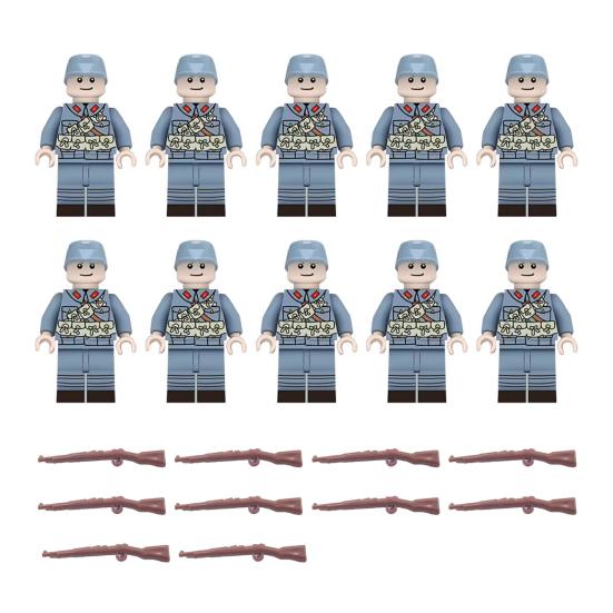 10 Pcs 1.7  Mini WWII Soldiers Figures Model Set Military Building Block Toys with Weapons Gift for Christmas Stockings Birthday Easter Basket J