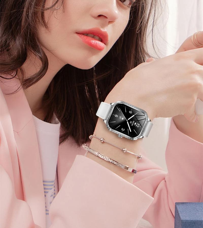 2025 Nové Dámské Chytré Hodinky Monitor Srdečního Tepu a Krevního Tlaku Přehrávání Hudby Hlasový Asistent AI Sportovní BT Volání SmartWatch