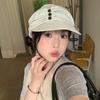 Beret Women's Soft Cornice Autumn and Winter New Versatile Hat Showing the Face Small Octagonal Hat Big Head Circumference Literary Newsboy Hat
