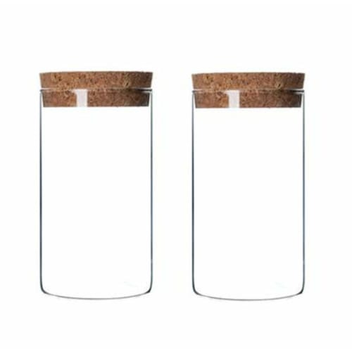 

Two 300ml/10oz Empty Clear Glass Bottles with Corks - Refillable Dry Food Storage Containers/Vials/Jars for Flower Tea, Dried Fruits, Nuts, Candy, Con