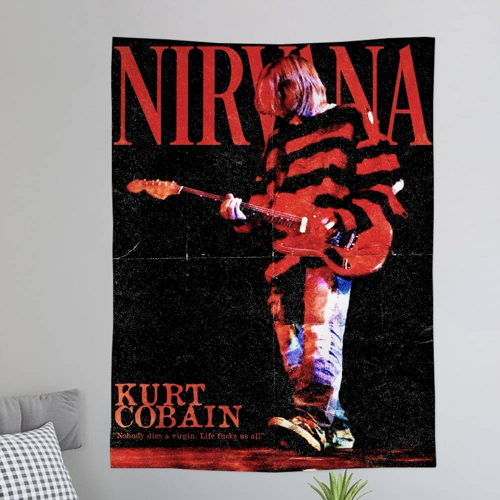 ANNirvanaRock Band Printed Large Wall Tapestry Art Science Fiction Room Home Decor Decor Blanket