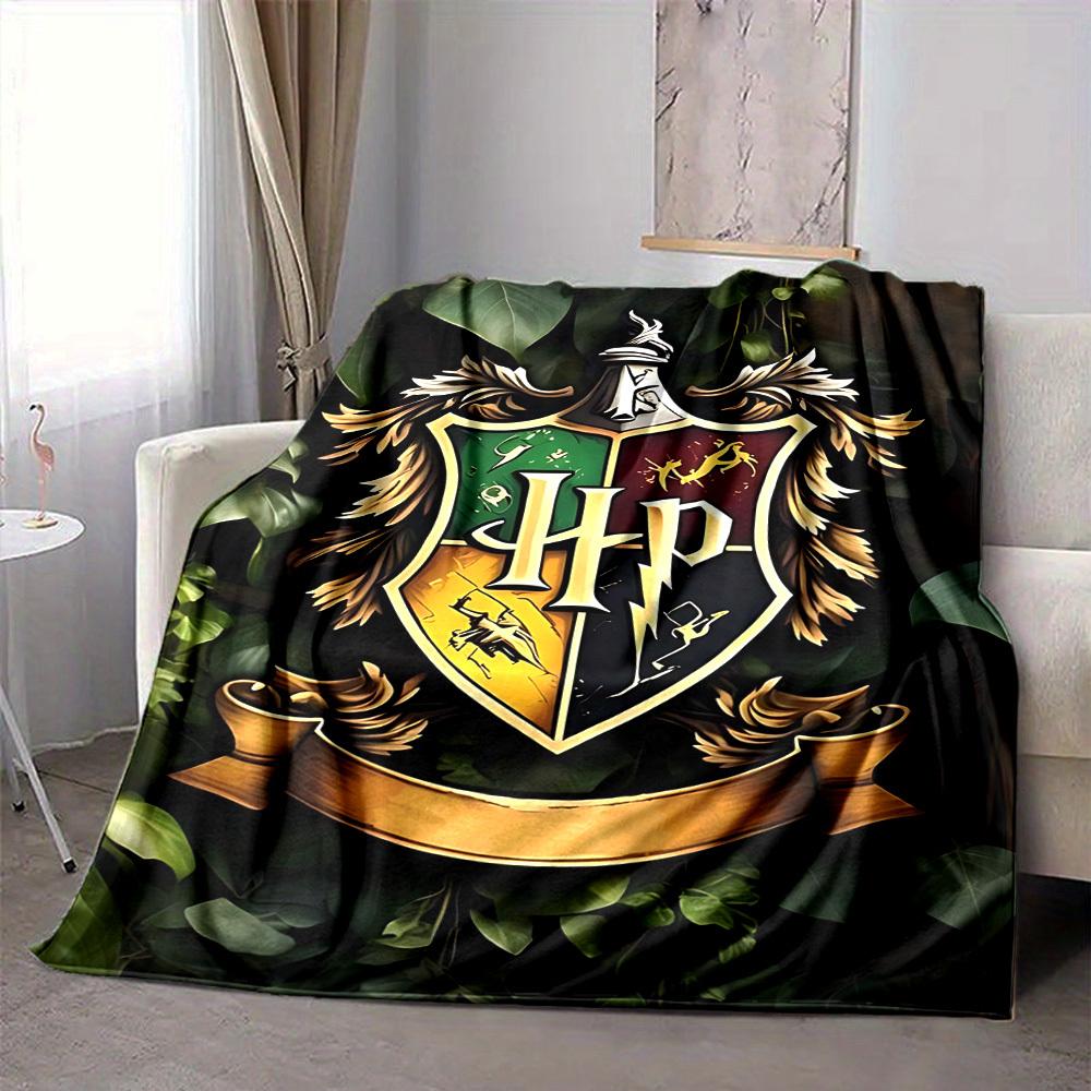 1pc Hogwarts Crest Flannel Blanket [Cozy Throw Blanket] For Sofa, Bed, Travel, Camping, Livingroom, Office, Couch, Chair, And Bed