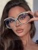 Ins Rainbow Crystal Frame Fashion Retro Round Anti Blue Ray Female Glasses Vintage Oversized Frame Eyewear Accessories