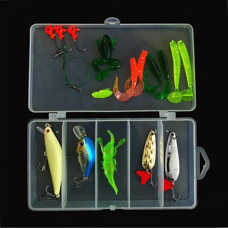

Набор для рыболовного приманки: Включает мягкие приманки, минноу, с одинарным хвостом, VIB и жесткие приманки - Портативный полный набор