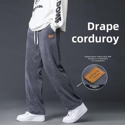 Herren Trendige Cord Weitbein-Sweathose: Frühling/Herbst Lässiger High-Street-Stil