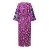 Women Casual Long Sleeve Floral Print Loose Long Dress Kaftan Robes