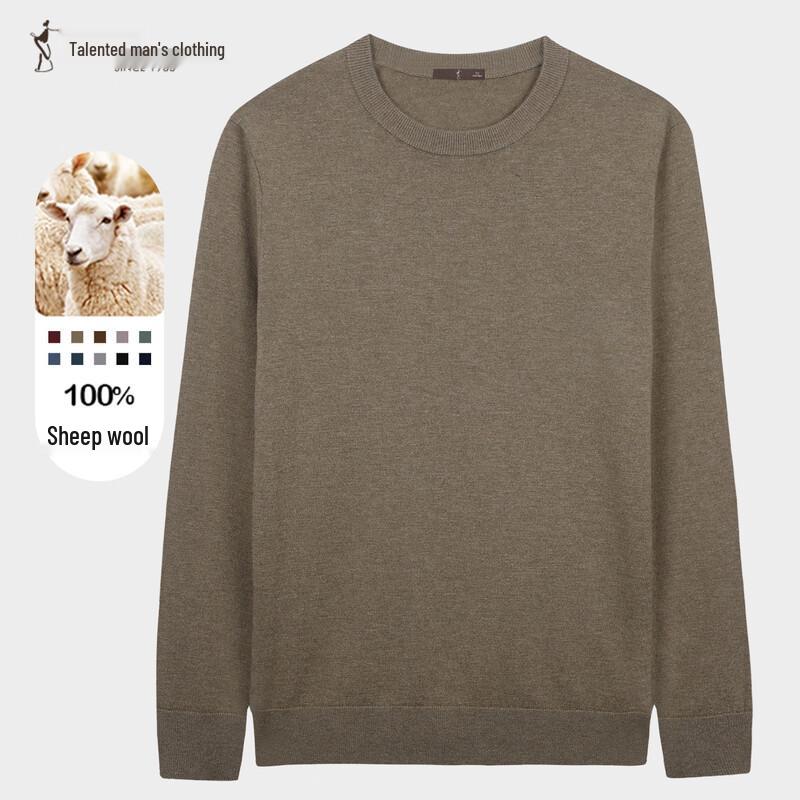 Men's Pure Merino Wool Crew Neck Pullover Sweater