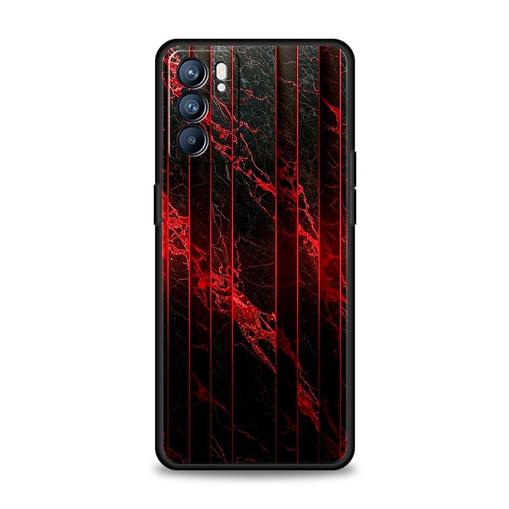Black Red Ripple Art Phone Case For Oppo Reno 13 12 11 10 7 F Find X5 X6 A98 A80 A79 A78 A57 A54 A31 A17 Pro 5G Soft TPU Cover