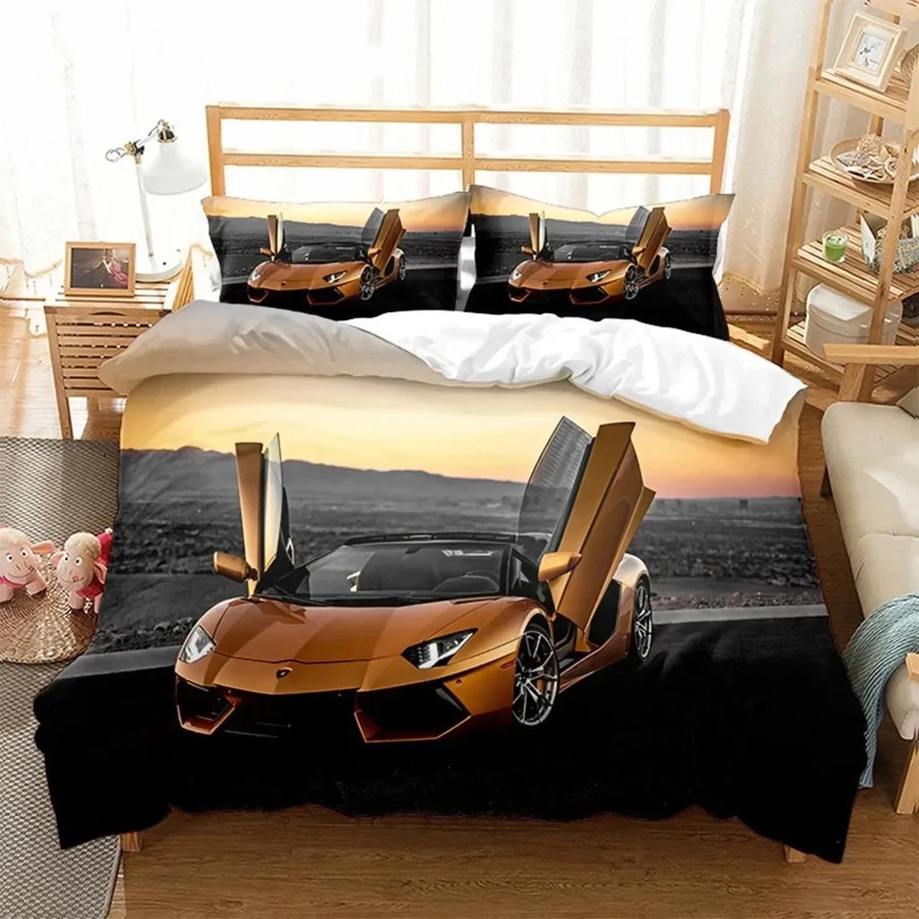 3D Print Sports Car Children'S Favorite Comfortable Duvet Cover Pillowcase Bedding Set Children Bedroom Decoration Home Textile