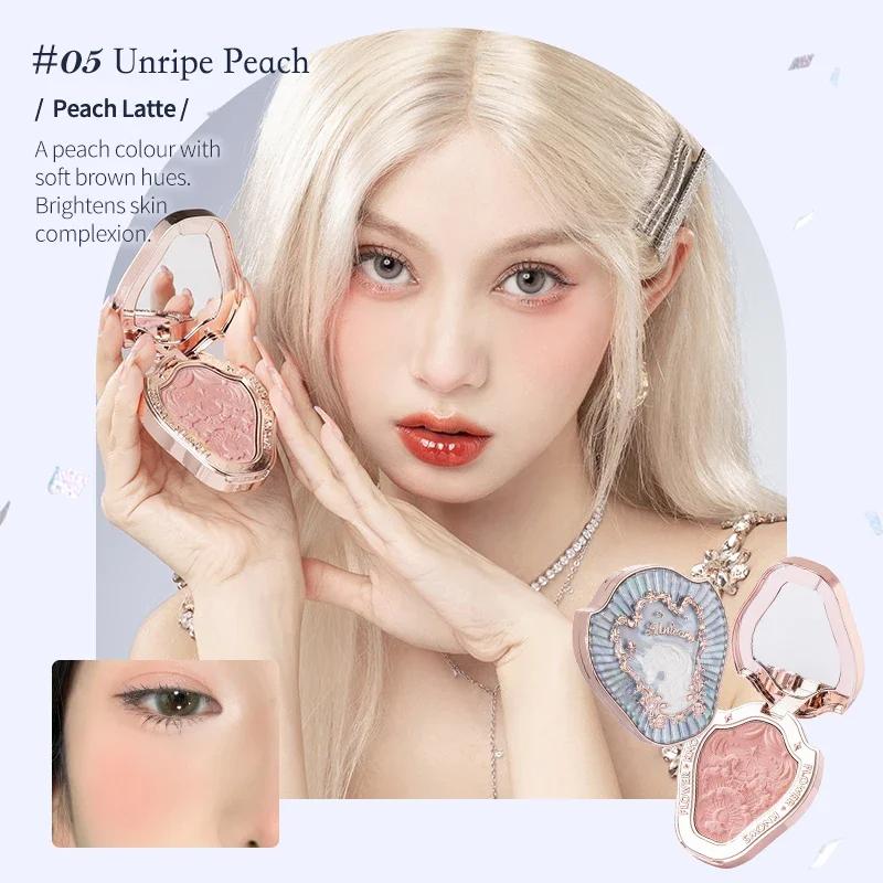 Flower Knows Makeup Unicorn Embossed Blush On Natural Cheek Matte Long Lasting Blusher Makeup