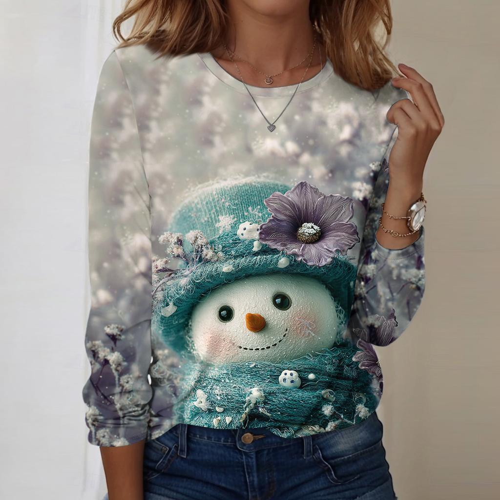 Long Sleeve Shirts For Women Cute Print Graphic Tees Blouses Casual Plus Size Basic Tops Pullover