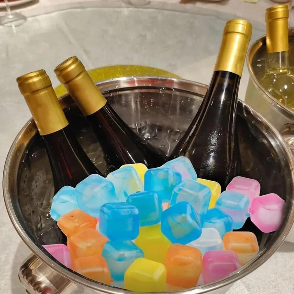 12/24 Piece Set Whiskey Ice Stones Plastic Ice Cube Cooling Stones Easy To Clean Wear-Resistant Bar Ice Cube Molds Reusable