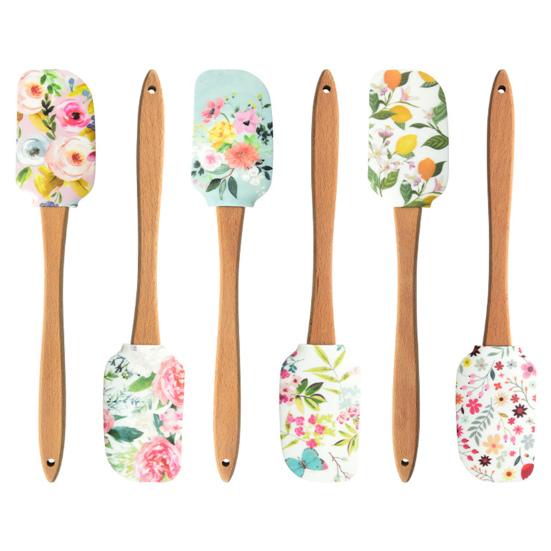 Raspador de Pastel Colorido de Silicona Antiarañazos Portátil Espátula para Crema de Postre Suministros para el Hogar