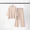 Women's Solid Vintage Pants Set Cotton Linen Casual Long Sleeve Loose Cotton Set