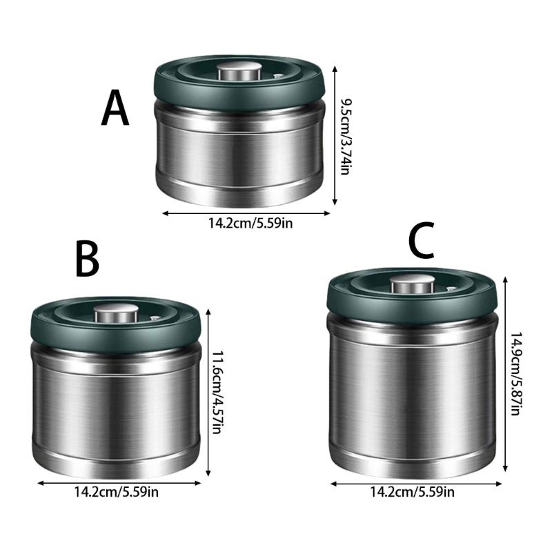 Vacuum Seal Container With 304 Stainless Steels Construction Kitchen Canister Metal Dry Goods Storage Organiser