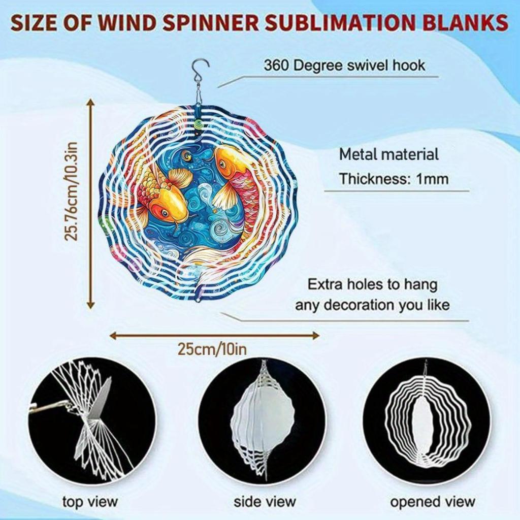 Metal Wind Chime Outdoor Hanging Decor with Koi Fish Mandala Design Soothing Sound Garden Patio Gift for Men Women