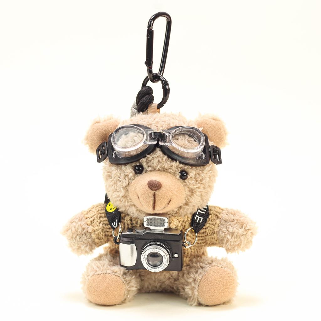 Cute Space Bear Plush Camera Bag Charm Cartoon Doll Keychain Creative Gift