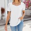 Women's Fashion Square Neck Splicing Solid Color Short Sleeve