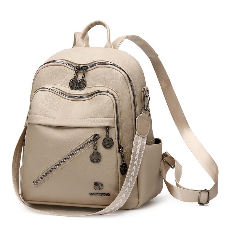 Schoolbag: New women's backpack, for work and travel, large capacity, versatile and practical soft leather backpack