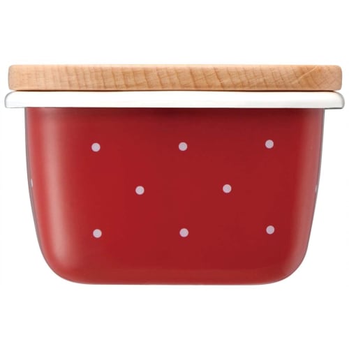 Skater Enamel Butter Case Wooden Lid 500ml Casmin Red ENBT5-A