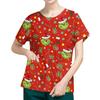Women's Short Sleeved Patterned Pockets, Work Print Stand Up Collar, Single Breasted Protective Clothing, Cardigan Jacket, Top