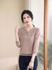 Spring Gauze Sleeve Knit Top for Middle-Aged Women