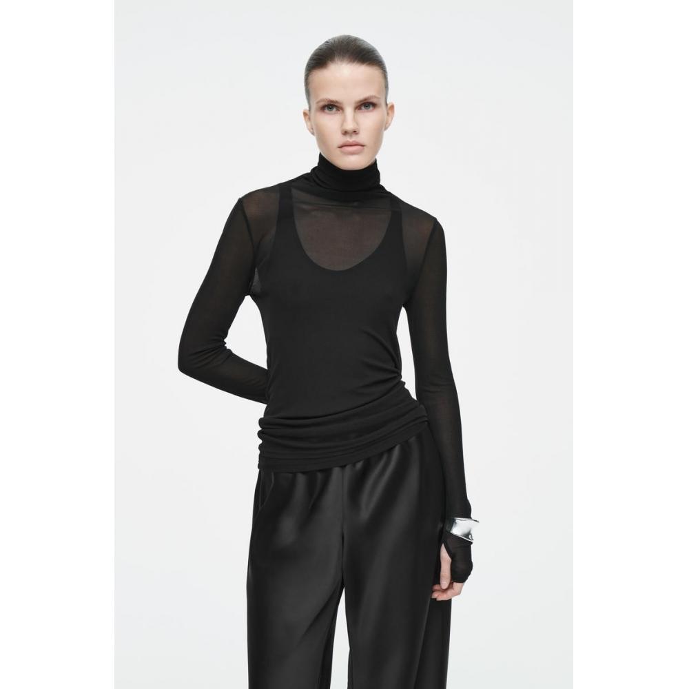 

Cos Japan Slim Silk Turtleneck Top Black/XSP