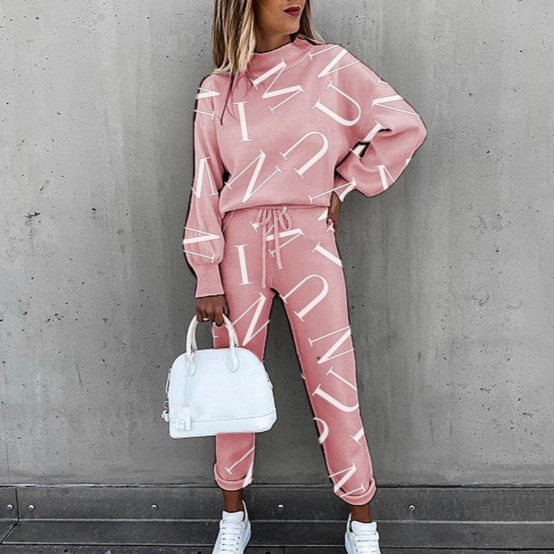 Tuta Casual alla Moda da Donna Tie-Dye a Collo Alto e Maniche Lunghe 2024