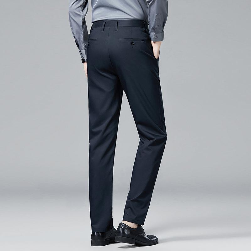 [Containing natural fibers] Business casual elastic breathable easy to maintain skin friendly straight leg casual pants men's long pants