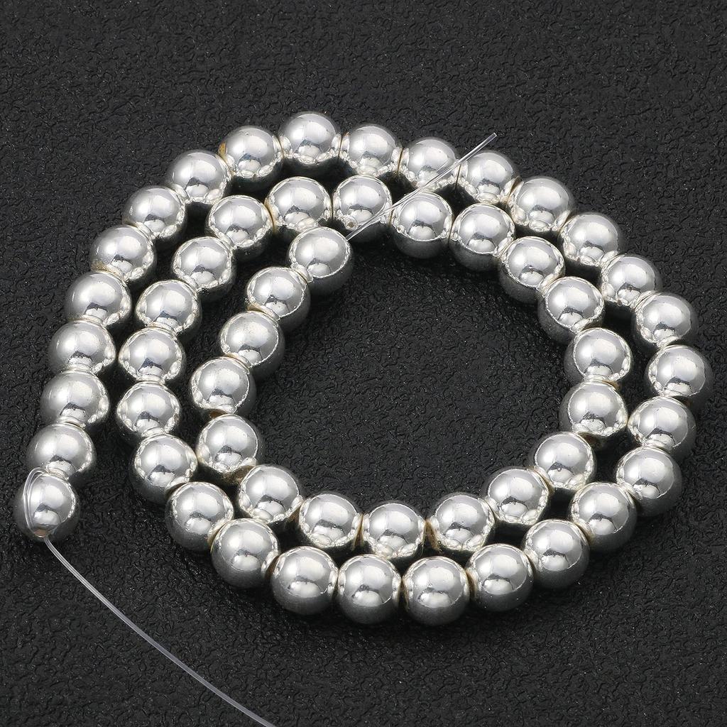 45 Style Natural Stone Silver Color Hematite Beads Heart Square Round Spacer Beads for Jewelry Making Diy Bracelet Necklace 15''