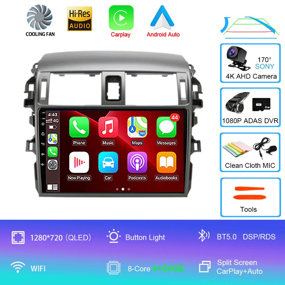 Android 14 Carplay 2din Video Player Car Radio For Toyota Corolla E140/150 2006 - 2013 4G GPS Multimedia Player Stereo