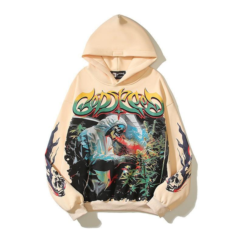 Godspeed 2025 Fall Winter Cotton Hoodie Streetwear Oversized Graphic Print Sweatshirt Men