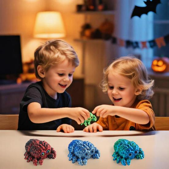 Halloween 3D Printed Spider Figurine Movable Joints Spider Figure Fidget Toy Articulated Spider Model Decoration Home Office Desktop Ornament