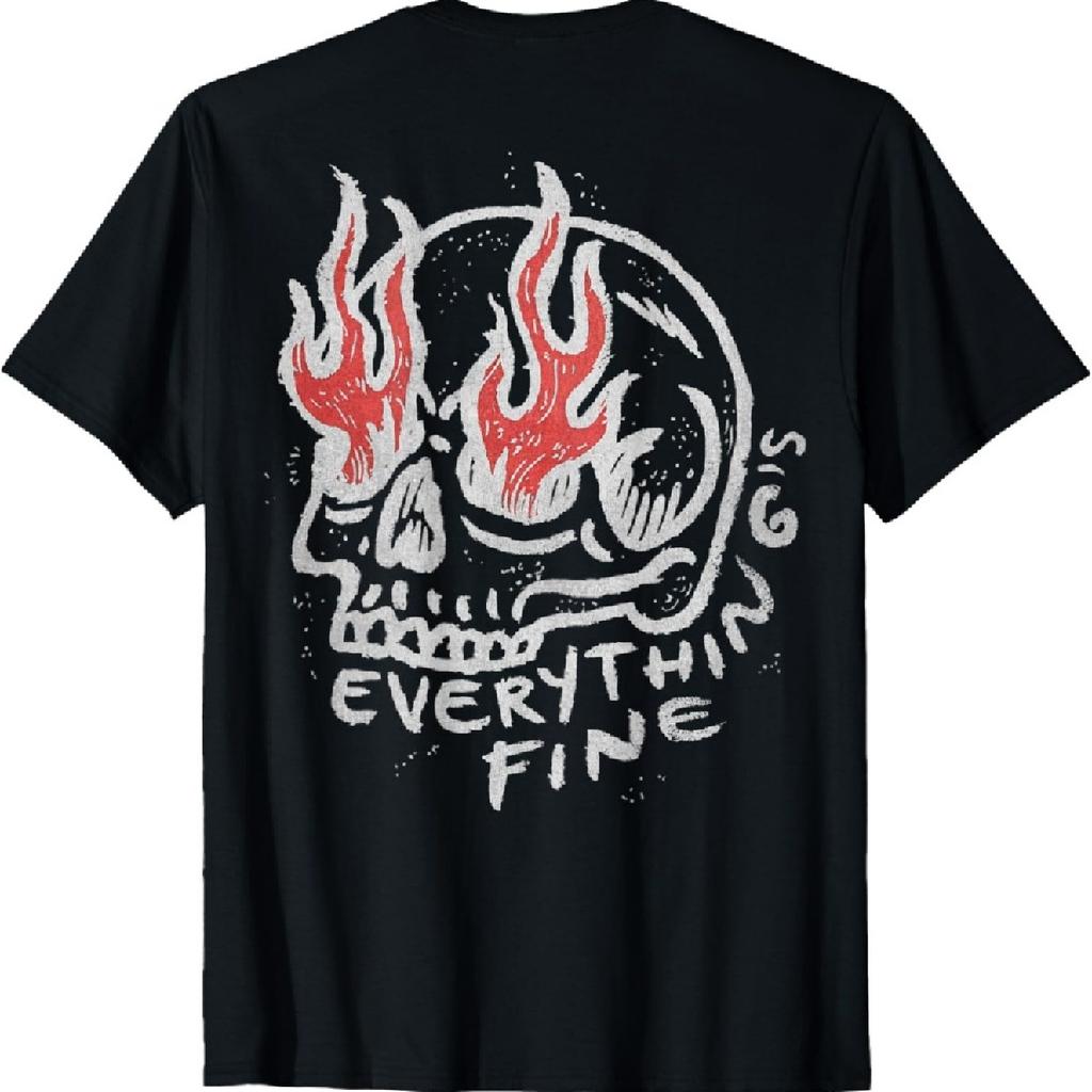 Hip Hop Urban Vintage Edgy Y2K Back Print Streetwear Skull T-Shirt
