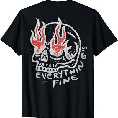 Hip Hop Urban Vintage Edgy Y2K Back Print Streetwear Skull T-Shirt