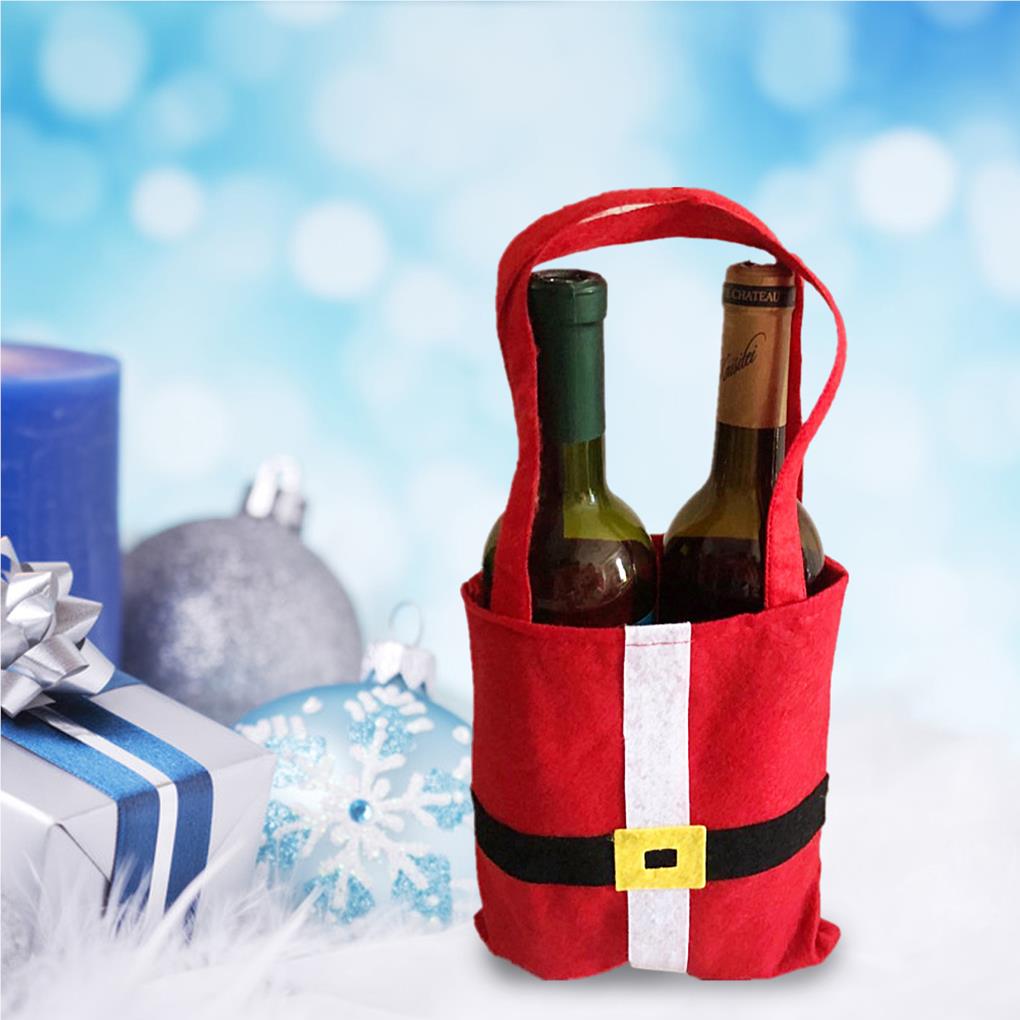6Pcs Xmas Red Wine Bag Red Black Classic Candy Pouches Large Festival Handbags Kitchen Office Decorations Christmas Props