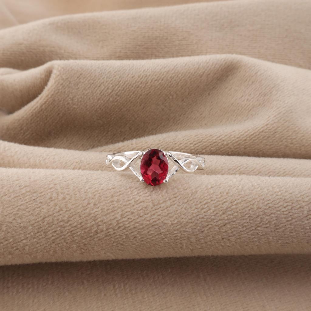 Pink Rubellite Gemstone 925 Sterling Silver Elegant Prong Set Ring For Women CZR-16-15