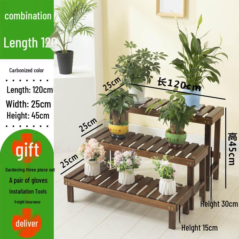 Multi-layer Solid Wood Indoor Balcony Plant Stand