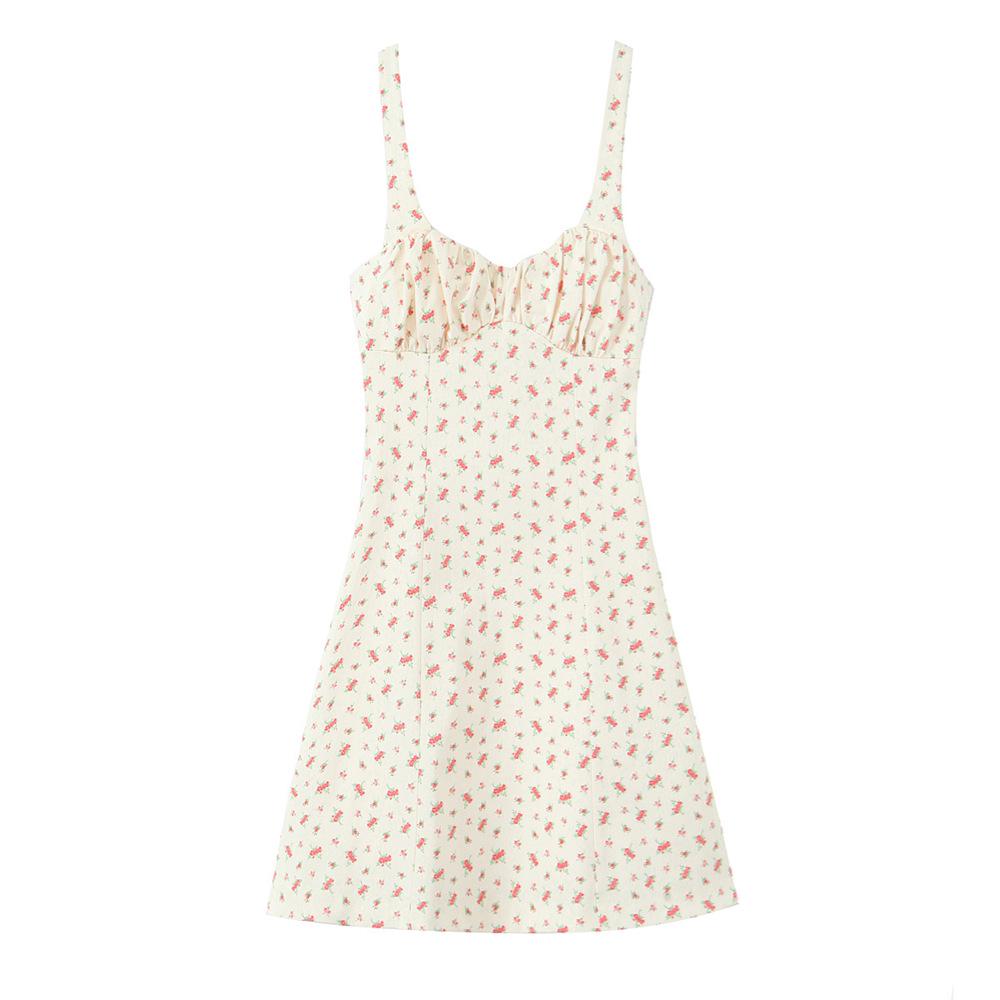 

2025 Spring Sweet Floral Print Spaghetti Strap Dress: Versatile, Slim, and Fresh L