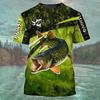 3D Fishing Print Outdoor Sport Quick-dry Breathable Men T-shirt Fisherman Uniform Street Casual Short-sleeve Clothing Summer Top