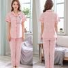 Pajamas Women'S Sweet And Cute Wind Cardigan Short-Sleeved Trousers Loose Large-Size Loungewear Suit Can Be Worn Outside