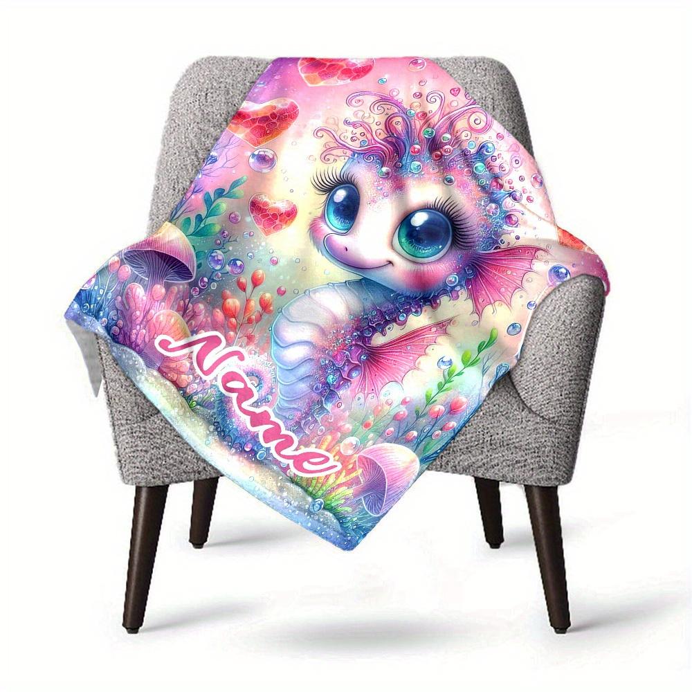 Fantasy Seahorse Home Customize Your Name Blankets Comfortable Soft Lightweight Allseason Multipurpose Blanket For Picnics Sofas Offices Beds Living