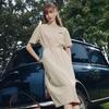 FILA Original Fashion Simple Retro Casual Versatile Comfortable Loose Lightweight Outdoor Woven Short Sleeve Dress Women dresses F51W629310FDK
