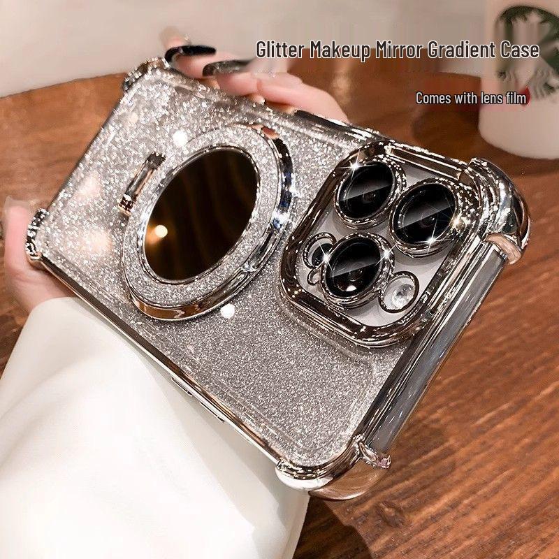 

Блестящая магнитная подставка Совместимый с iPhone 17 Прозрачный гальванизированный мягкий чехол для телефона iPhone 17 Pro Max